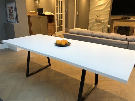 white corian dining table